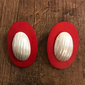 Red costume jewelry earrings.